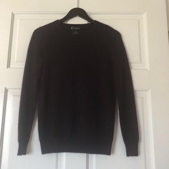 Classic C by Bloomingdale's Cashmere Crewneck Sweater 100% Cashmere Dark Purple - Picture 3 of 8